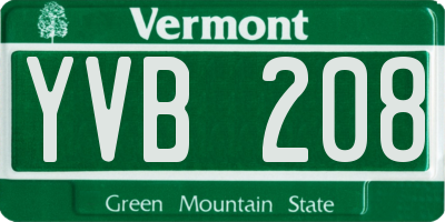 VT license plate YVB208