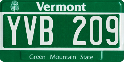 VT license plate YVB209