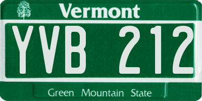 VT license plate YVB212