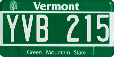 VT license plate YVB215