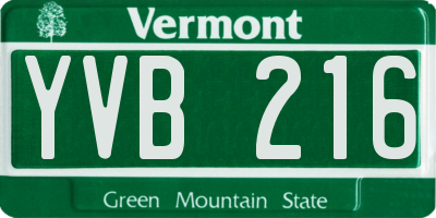 VT license plate YVB216