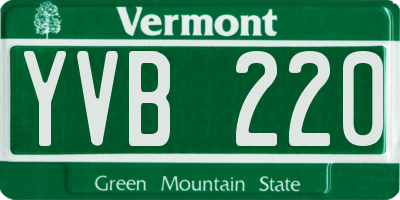 VT license plate YVB220