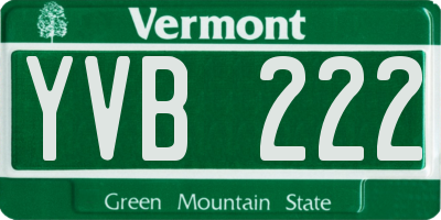 VT license plate YVB222