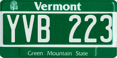 VT license plate YVB223