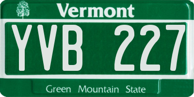 VT license plate YVB227