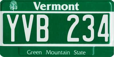 VT license plate YVB234