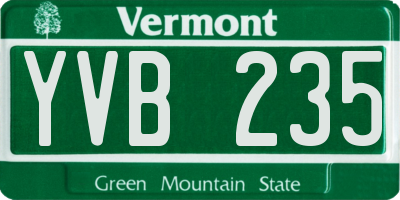 VT license plate YVB235
