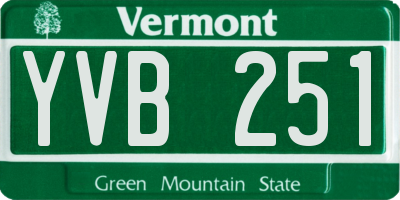 VT license plate YVB251