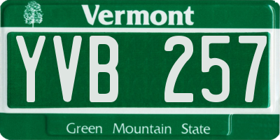 VT license plate YVB257