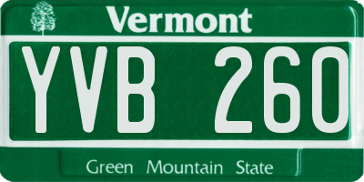 VT license plate YVB260