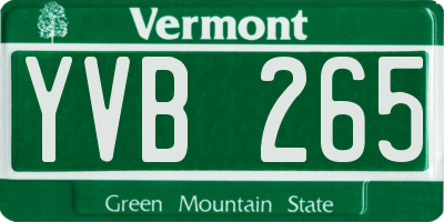 VT license plate YVB265
