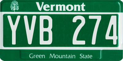 VT license plate YVB274
