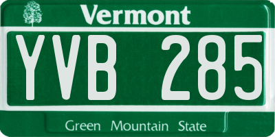 VT license plate YVB285