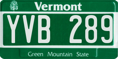 VT license plate YVB289