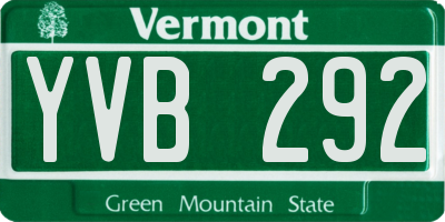 VT license plate YVB292