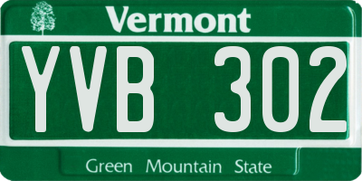 VT license plate YVB302