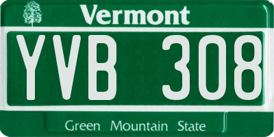 VT license plate YVB308