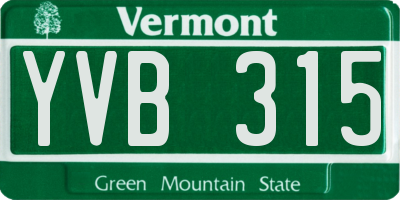 VT license plate YVB315