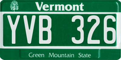 VT license plate YVB326