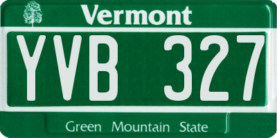 VT license plate YVB327