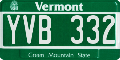 VT license plate YVB332