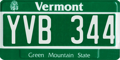 VT license plate YVB344