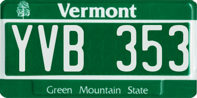 VT license plate YVB353