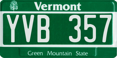 VT license plate YVB357