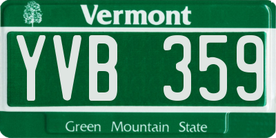 VT license plate YVB359
