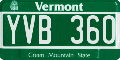 VT license plate YVB360