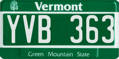 VT license plate YVB363
