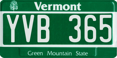 VT license plate YVB365
