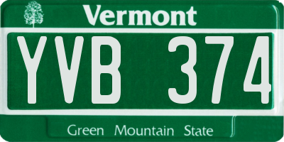 VT license plate YVB374