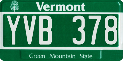 VT license plate YVB378