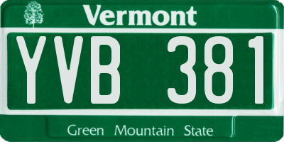 VT license plate YVB381