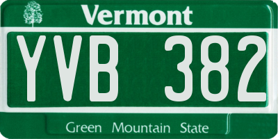 VT license plate YVB382