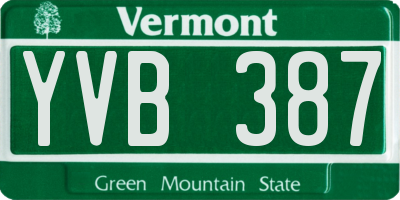 VT license plate YVB387
