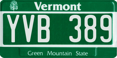 VT license plate YVB389