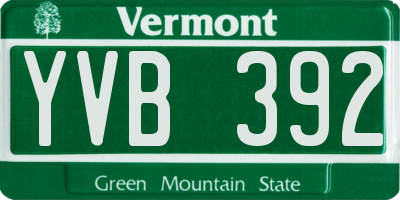 VT license plate YVB392
