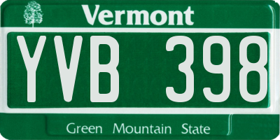 VT license plate YVB398