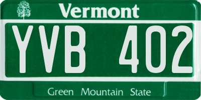 VT license plate YVB402