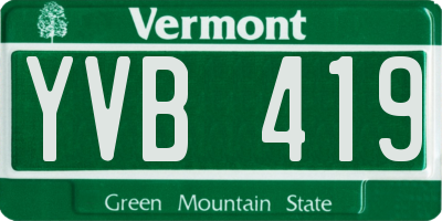 VT license plate YVB419