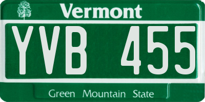 VT license plate YVB455