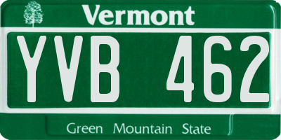VT license plate YVB462