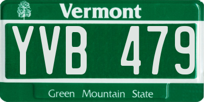 VT license plate YVB479