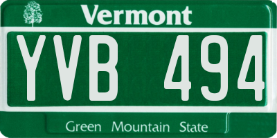 VT license plate YVB494