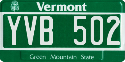 VT license plate YVB502