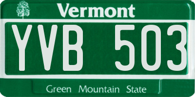 VT license plate YVB503