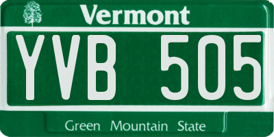 VT license plate YVB505