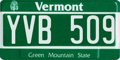 VT license plate YVB509